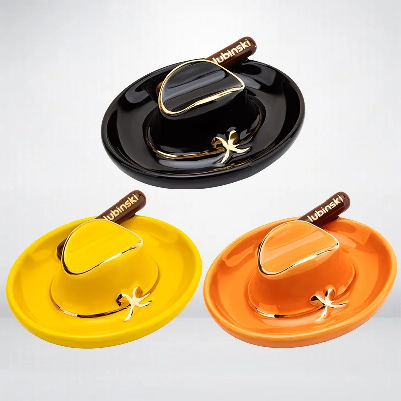 

LUBINSKI Керамическая ковбойская шляпа Держатель для сигар Портативная мини-подставка для сигар Уникальный дизайн Удобный для путешествий