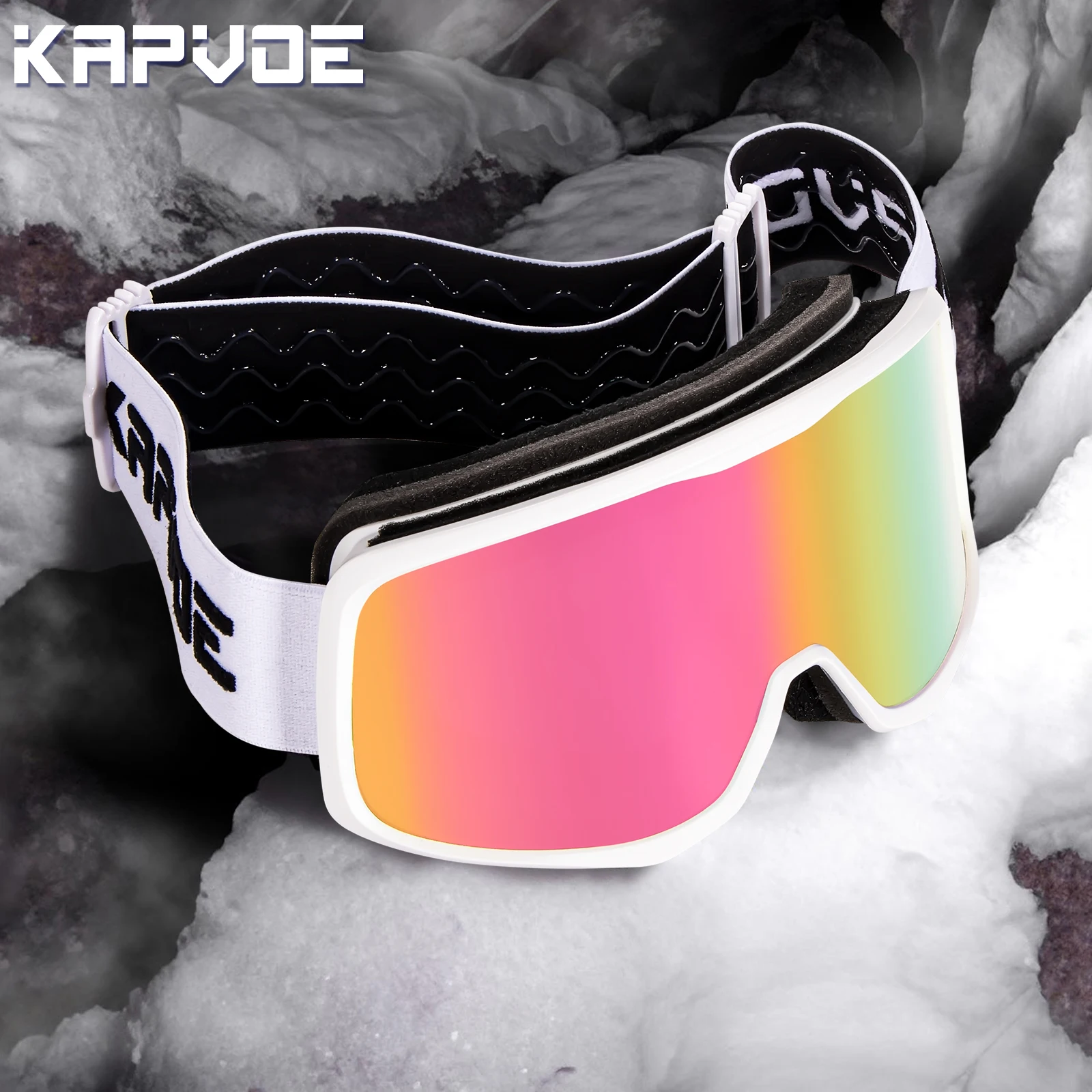 

Kapvoe Ski Goggle Очки для сноуборда Лыжная маска Мужчины Женщины Противотуманные линзы Комплект очков UV400 Защита Снежный снегоход Взрослый
