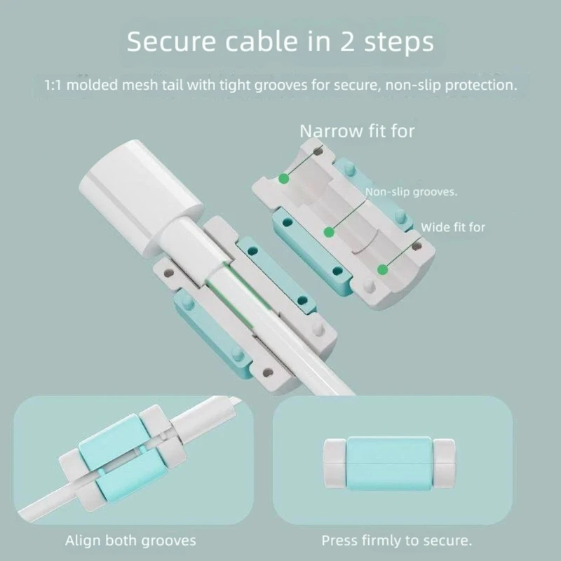 White PVC Cable End Guard for USB C and Selected Standard Data Cords, Strain Relief Shell for Desk Cable Care Home 896C