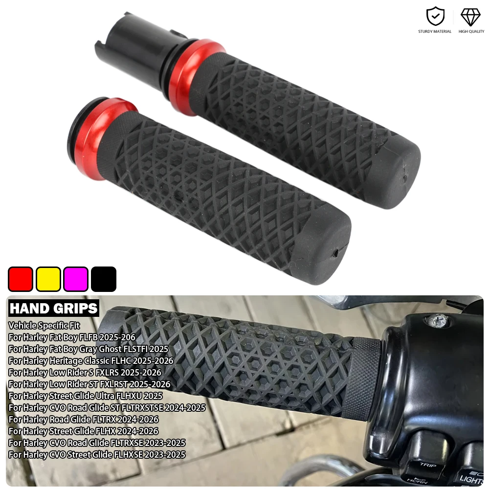 Hand Grips For Harley Deadwood FLHD Softail Low Rider S/ST Fat Boy Heritage Classic CVO Trike Street/Road/Super Glide 2023-2026