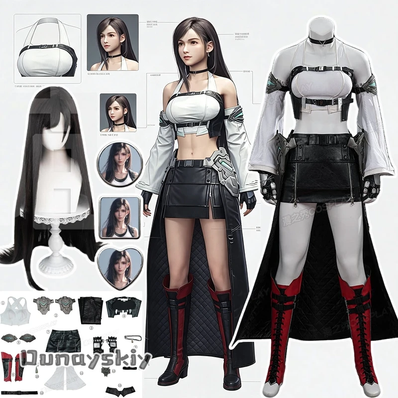 Tifa Cosplay Costume FF7 Halloween Carnival Party Suit Anime Game Character Roleplay Outfit Halloween Carnival Party Dress Up