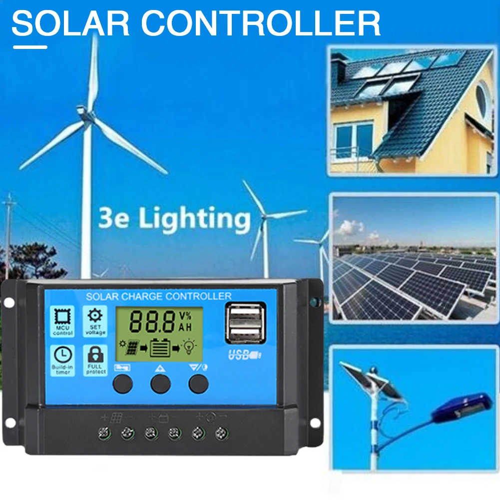 

10A/20A/30A Solar Panel Battery Controller LCD Display Panel Battery Regulator For Solar Light Boxes