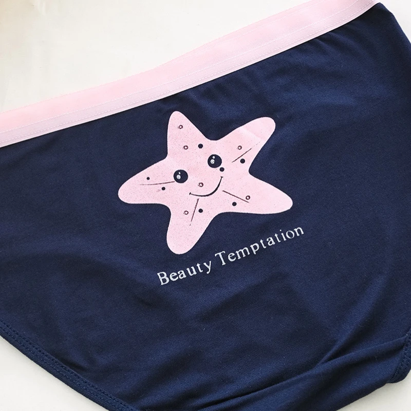 Milk Silk Letter Mid-waist Women Panties Japanese Cute Sweet Printed Girl Student Briefs Breathable Comfortable Underwear