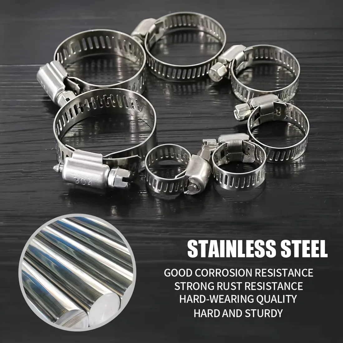 60 pçs 8-38mm ajustável de aço inoxidável parafuso banda braçadeiras de mangueira de combustível do carro braçadeiras de tubulação braçadeira de engrenagem sem fim clipe braçadeira de mangueira