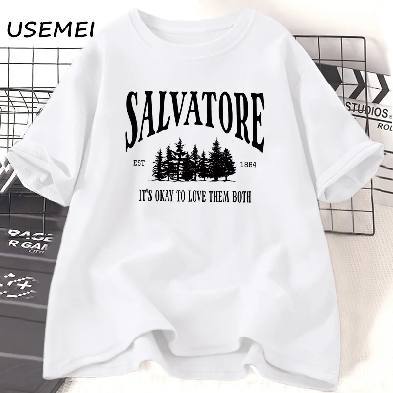 Mystic Falls Virginia Salvatore Brothers T-shirts Women Men Forest Salvatore 1864 T Shirt Harajuku Cascual Cotton Short Sleeve