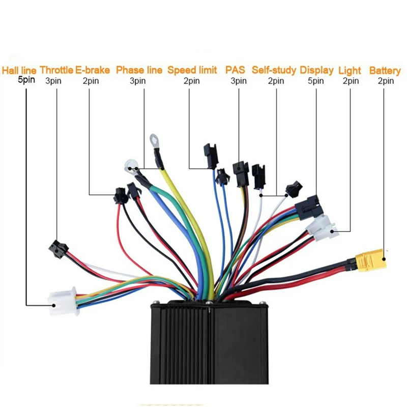 B48B-Ebike E-سكوتر متوافق 36/48 فولت 52 فولت 45A 1000/1500/2000 واط ثلاثة وضع موجة جيبية فرش تحكم للدراجات الكهربائية #5