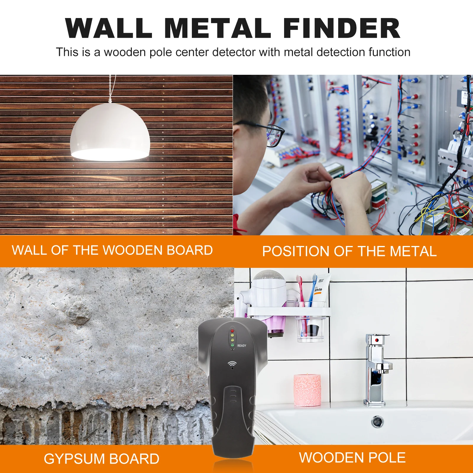 

Wooden Pole Metal Sensor Electronic Wall Stud Scanner Triple Detection Pocket Size Lightweight Ergonomic Wall