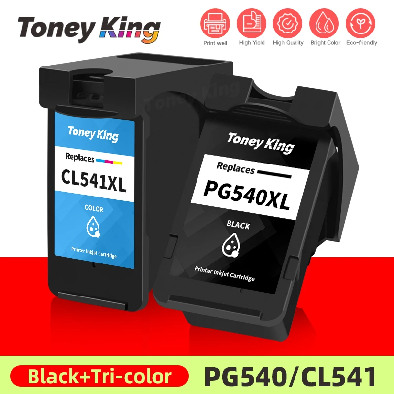TONEY KING Ink Cartridge Compatible For 540XL PG540 XL CL541 XL Canon PIXMA MG3500 MG3550 MG3600 MG3650 MG4100 MG4150 MG4200