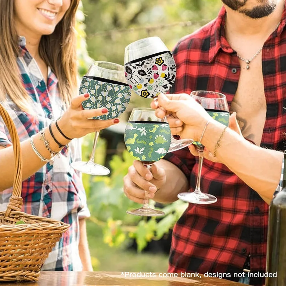 AS94-Sublimation Blanks Wine Glass Sleeve Neoprene Wine Glass Insulator Cover For Glass Sublimation Ornaments Supplies