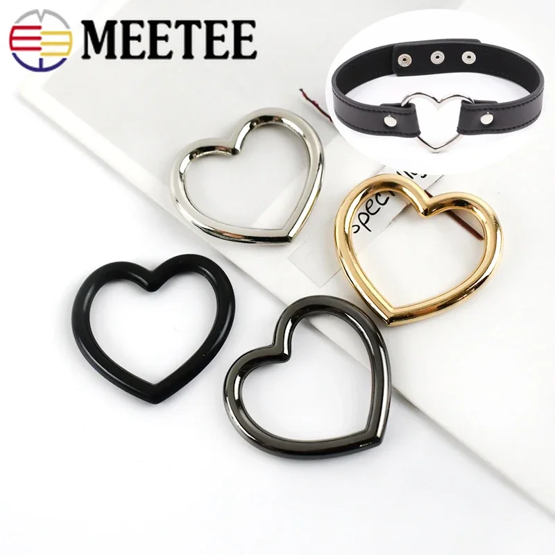 10/20pcs Meetee Alloy Peach Heart Buckle White Nickel Love Ring Metal  Thick Round Wire DIY Hardware Luggage Accessories