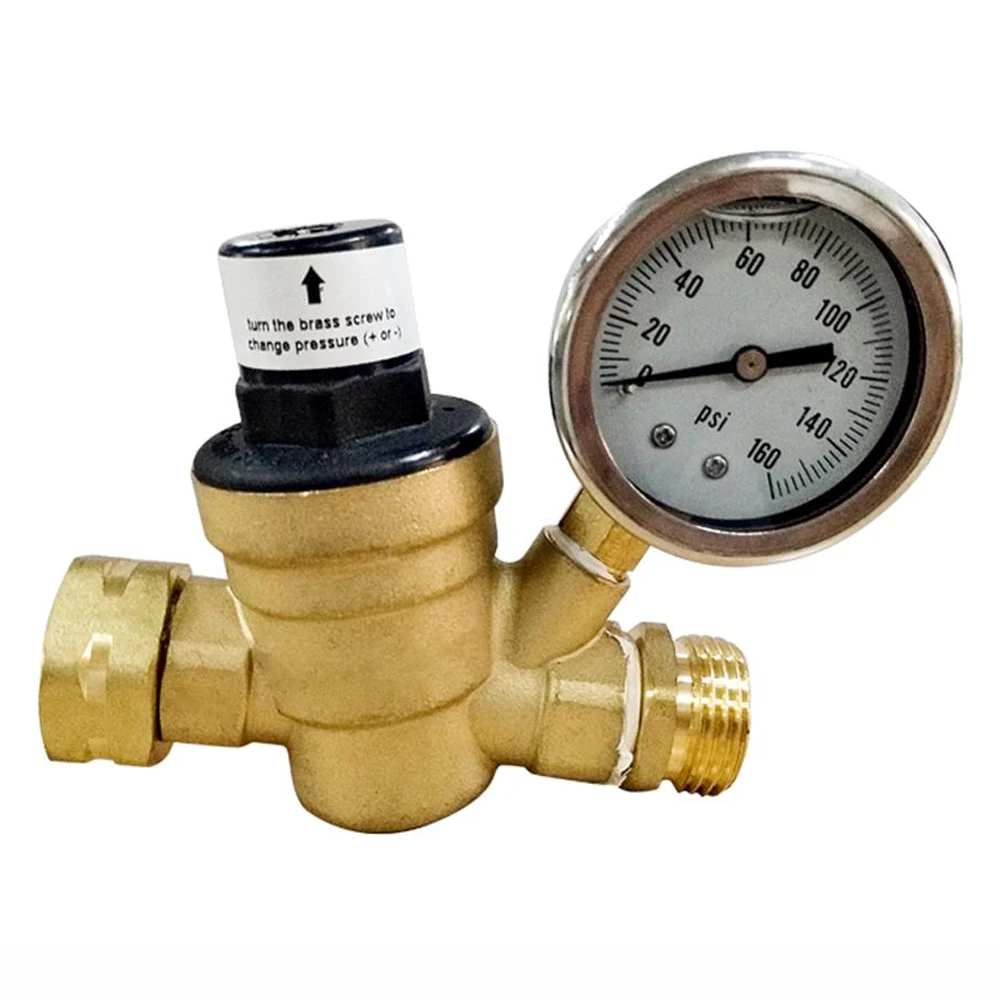 200 Bar Lead-free Brass  Water Pressure Reducer Regulators Valve with oil filled pressure gauge