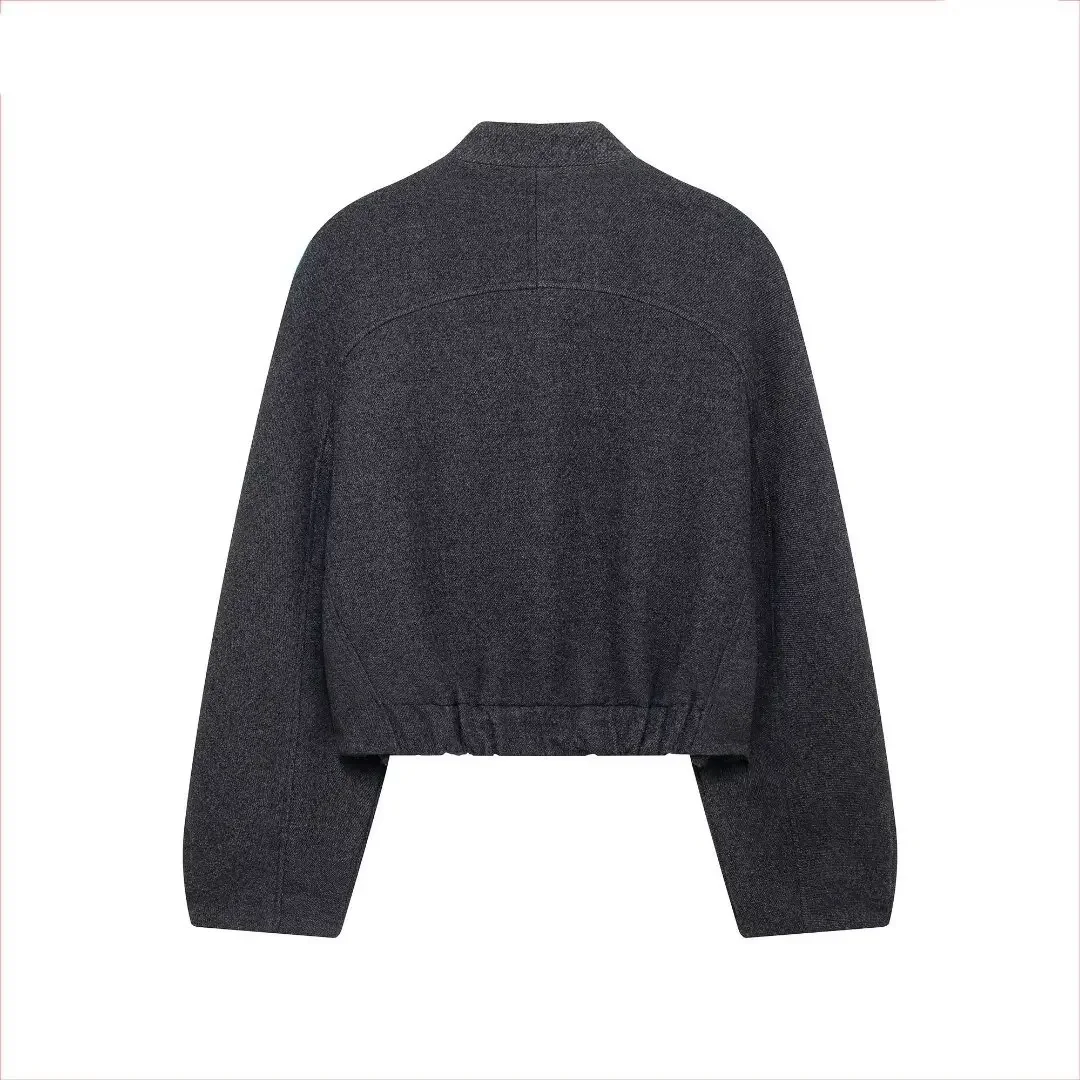 Módní krátký pilotní kabát se stojáčkem, dámský podzimní nový přírůstek, elegantní atmosféra, vlněný styl, ZR Dámské oblečení - náhled 3