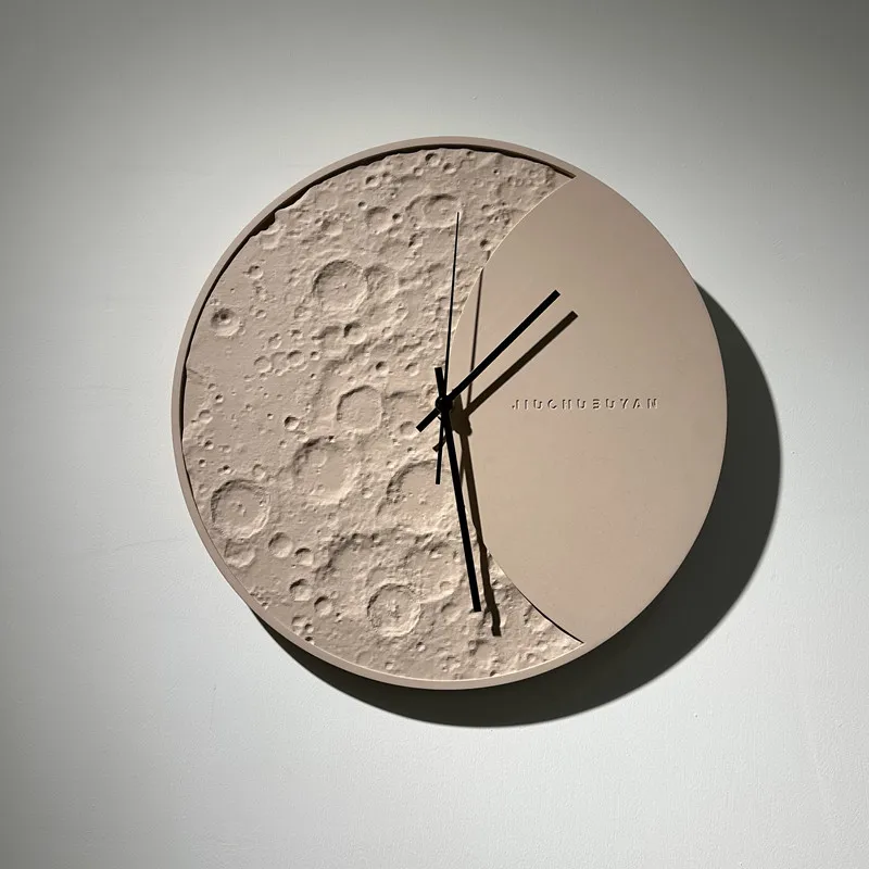

Cement wall clock lunar surface creative modern simple silent no punching living room study