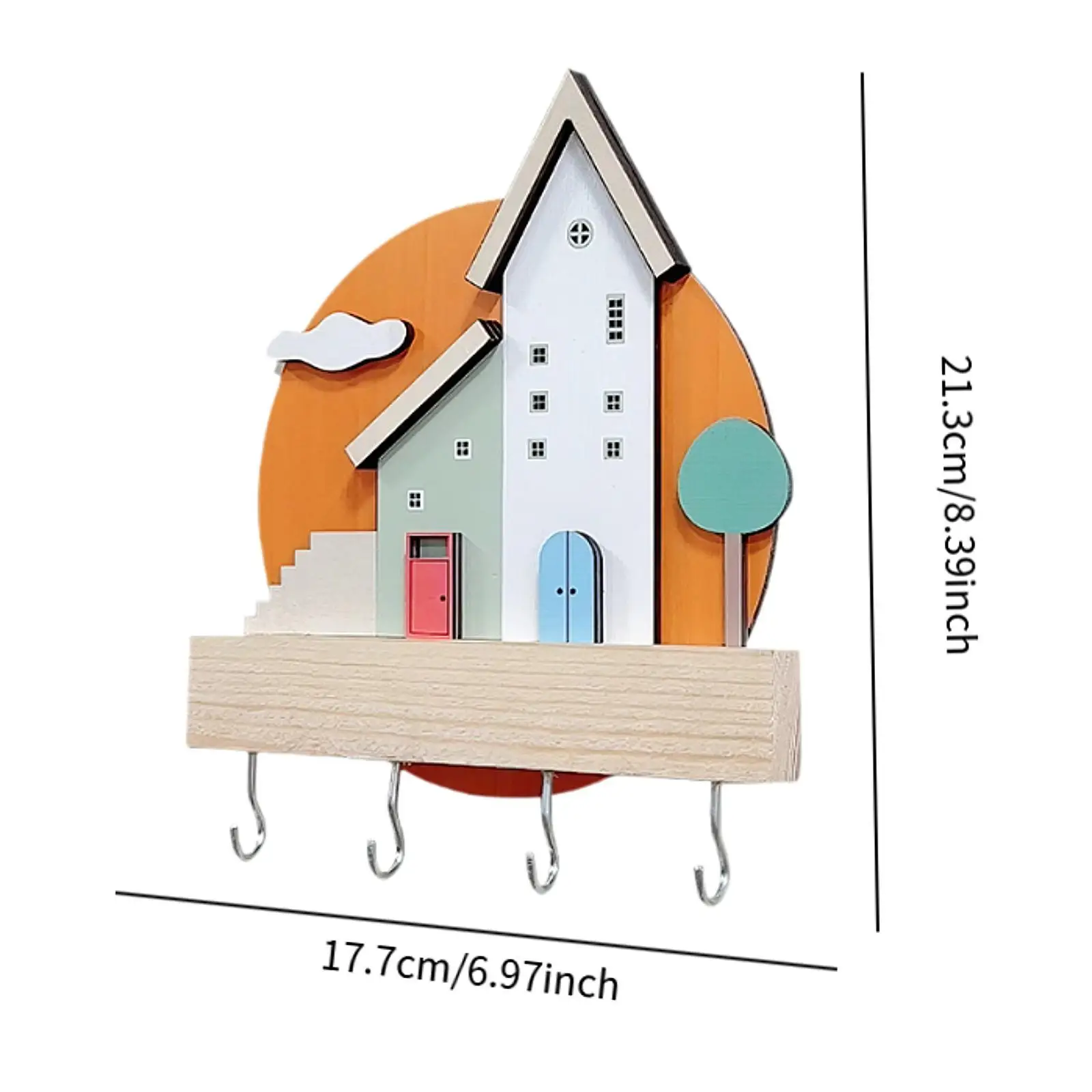 Wooden Key Holder Coat Hook Sturdy Nordic Fashion Modern Cartoon Hat Rack Key Hanger for Porch Indoor Entryway Office Home