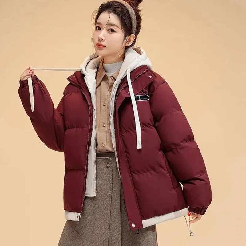 New Winter Cotton-padded Jackets Women's Loose Two-piece Down Cotton Jackets Female Korean Hooded Parkas, Quilted Jackets Trendy