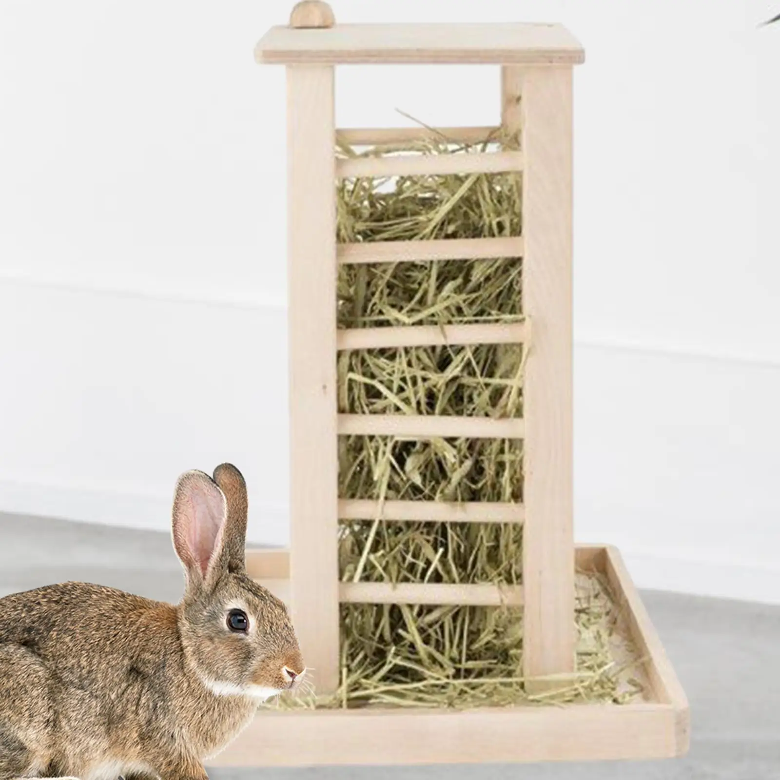 Bunny Hay Manger Feeder Hay Holder Wooden Rabbit Hay Feeder for Small Animals Cage Accessories Guinea Pig Hedgehog Ferret