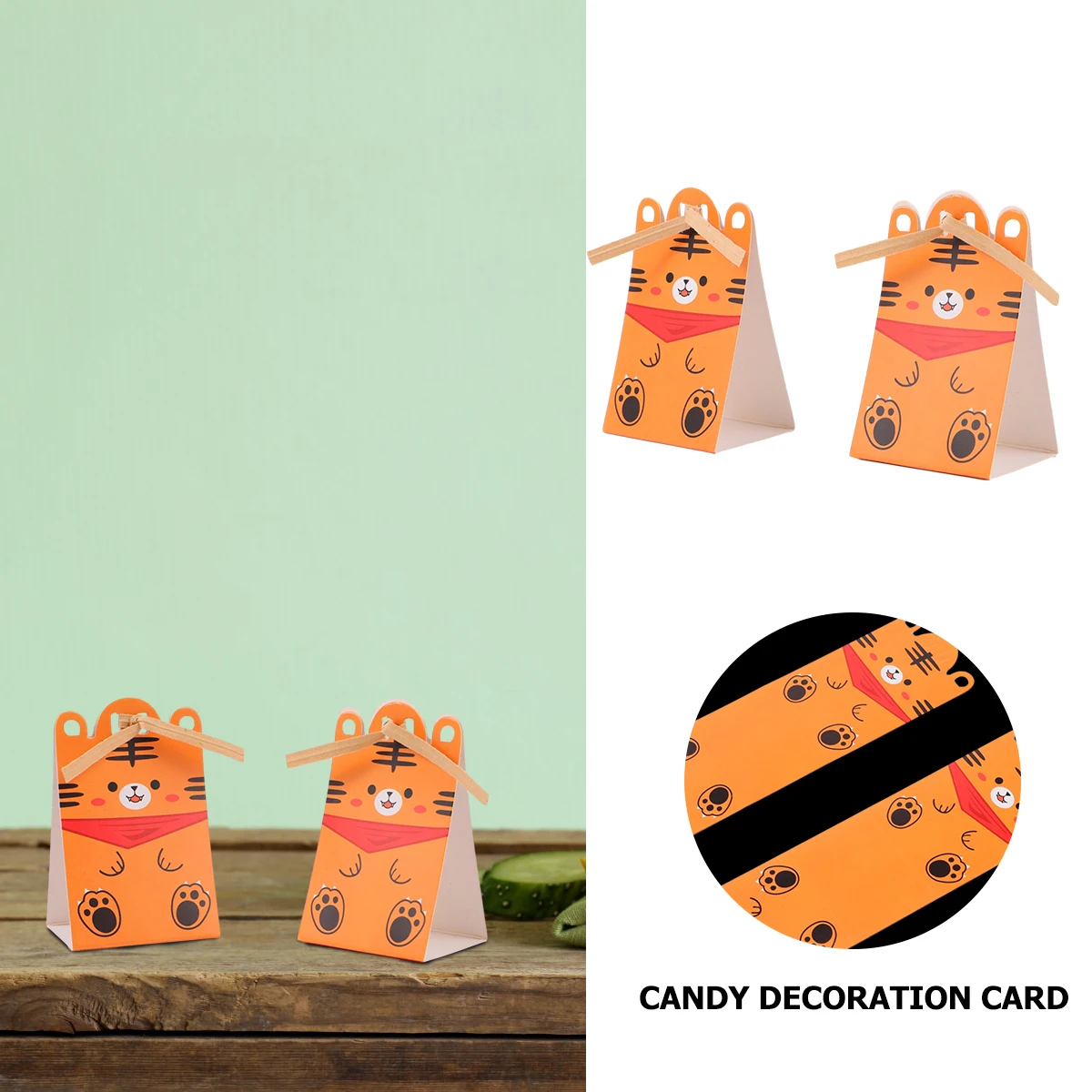 

40pcs Tiger Message Card Eco Friendly Candy Decoration for Lollipop Party Supplies Kids Theme Fun Wedding
