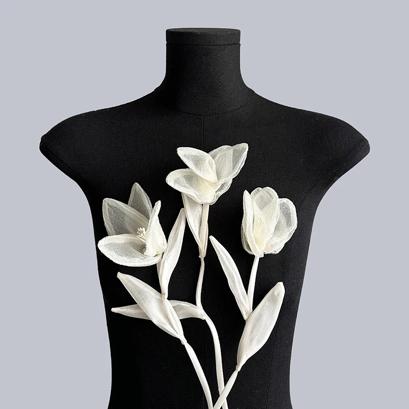 2PC DIY Magnolia Flower Clothing Patch Accessories New Sweater Dress Decoration Applique Clothing Accessories