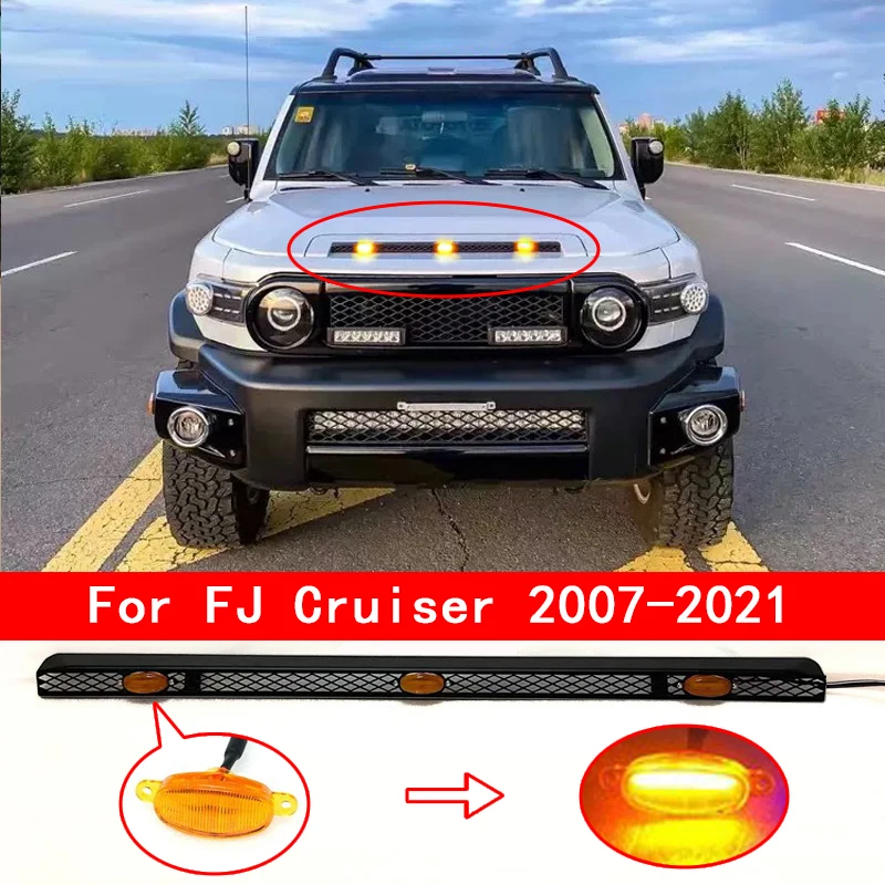 

For Toyota FJ Cruiser 2007-2021 LED Car Vehicles Bonnet Hood Light Bars Decor 2008 2009 2010 2011 2012 2013 2014 2015 2016-2021