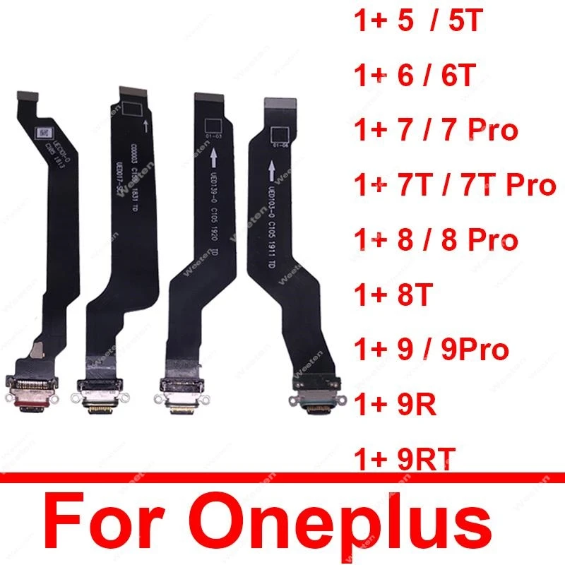 

USB Charging Flex Cable For Oneplus 1+ 5 6 7 8 9 5T 6T 7T 8T Pro 9R 9RT Charger Jack Dock Port Connector Flex Cable Parts