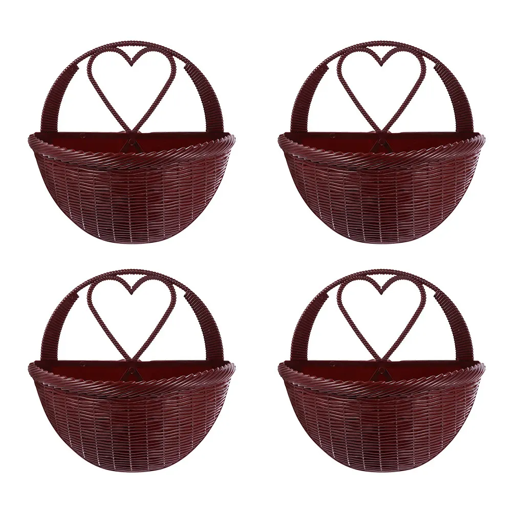 

4 Pcs Hanging Flower Basket Indoor Plant Pots Retro Wall Flowerpot Hanging Durable Plastic Pot Holder Garden Decor Planter