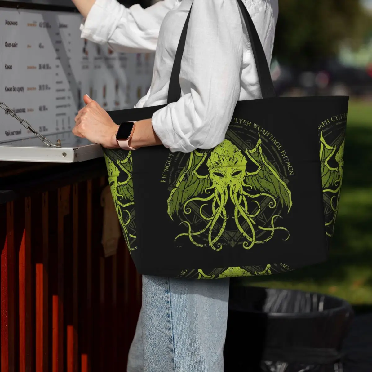 

Ктулху - Лавкрафт Distressed Chant Design V2 Пляжная большая сумка Спортивная сумка для спортзала Йога Duffle Большая большая сумка Женская дорожная сумка Сумка для фитнеса