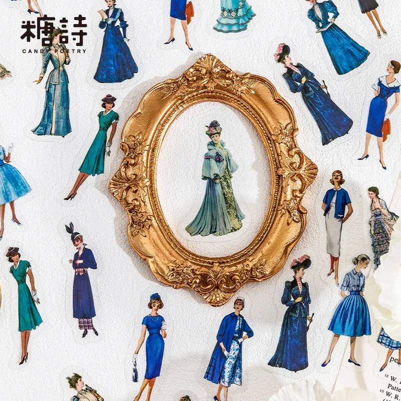 40pcs Vintage Fashion Lady Stickers Pack Collage Junk Journal Planner Decorative Paper Doll Stickers Album Scrapbooking Material