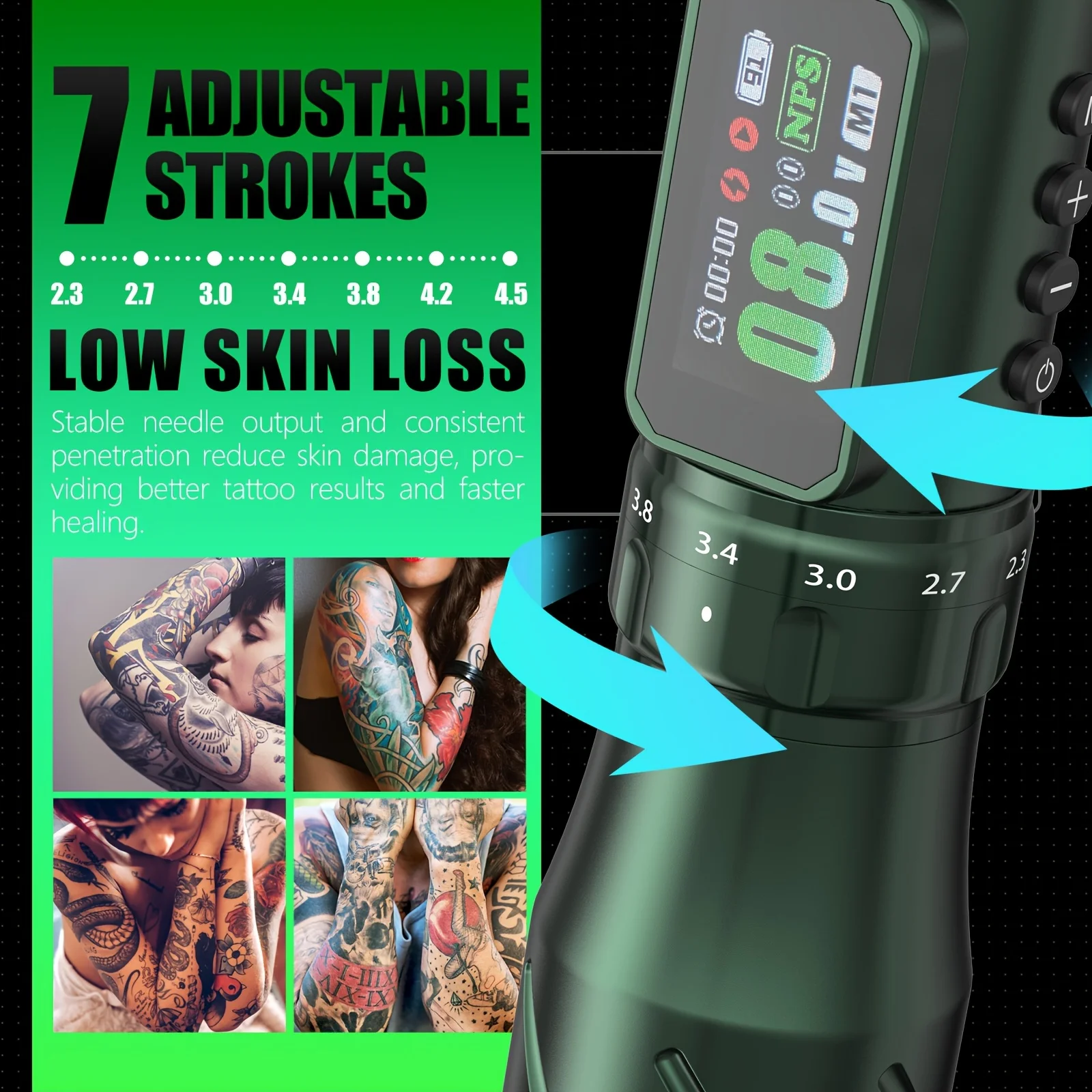XNET F150 Wireless Tattoo Machine Pen 2.3-4.5mm Adjustable Stroke 2200mah Battery Lightweight For Beginners Tattoo Artists