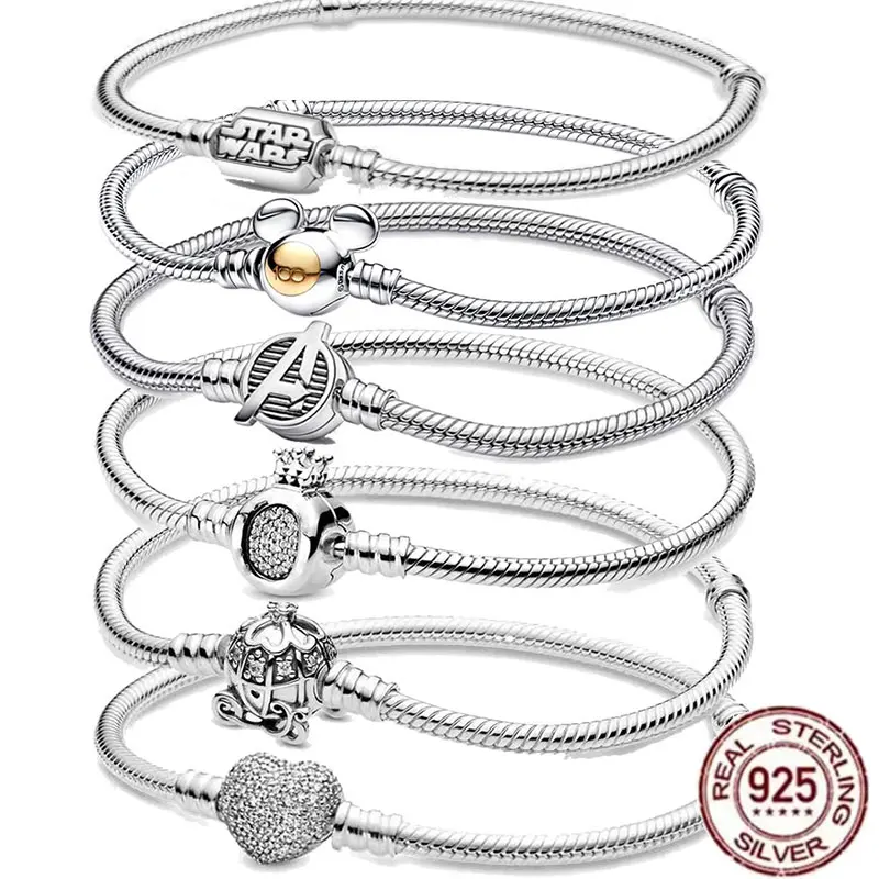 

MINISO S925 sterling silver crown snake bone bracelet, suitable for original DlY bracelet, women's fashion jewelry