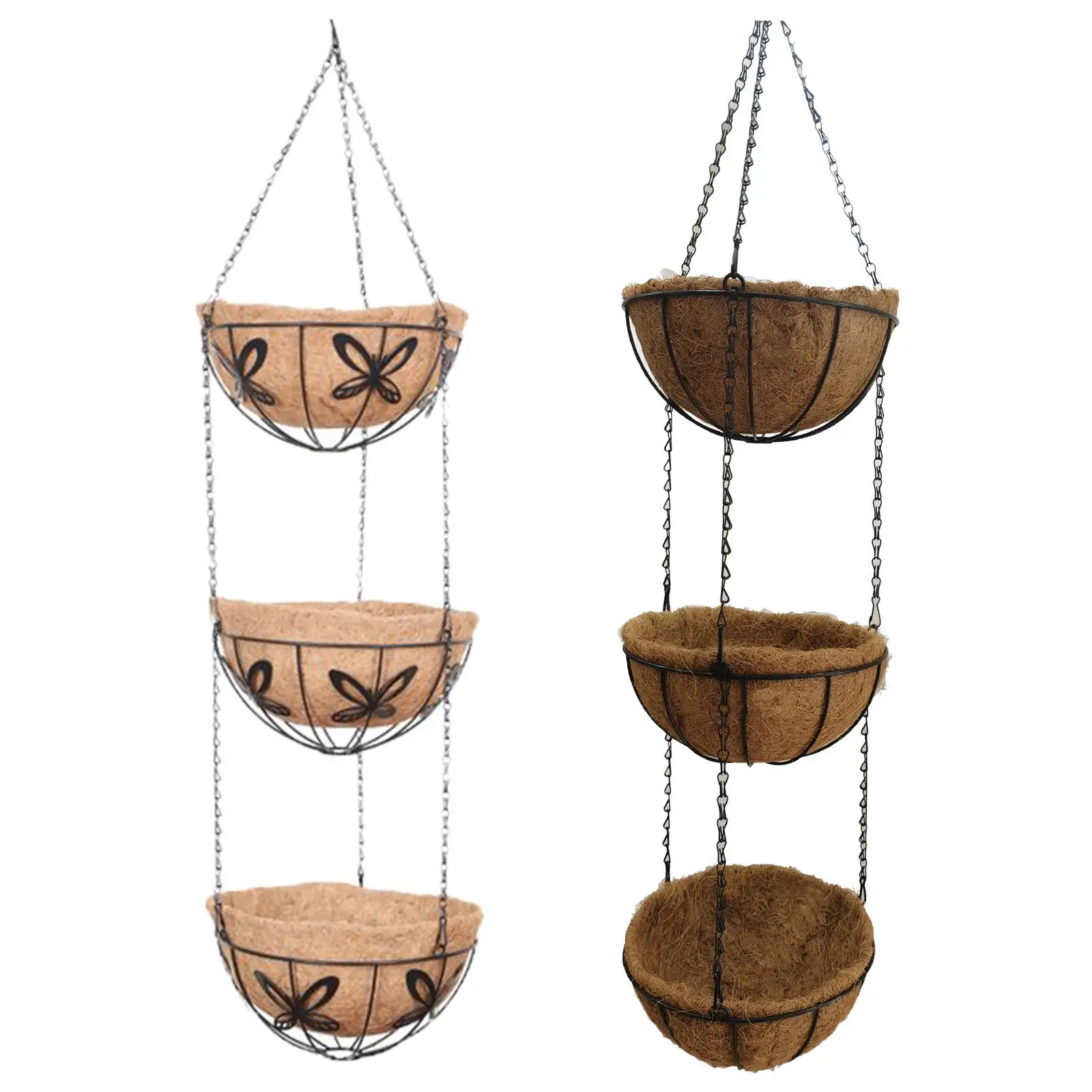 3 Tier Hanging Coconut Planter Coco Coir Liner Plant Holder 10 inch Coconut