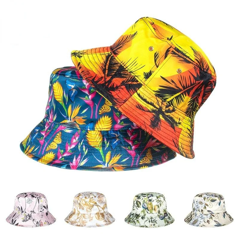 

Spring Summer Holiday Sunscreen Uv Visor Caps For Women Men Large Brim Printed Bucket Hat Fisherman Hats Gorras Dropshipping