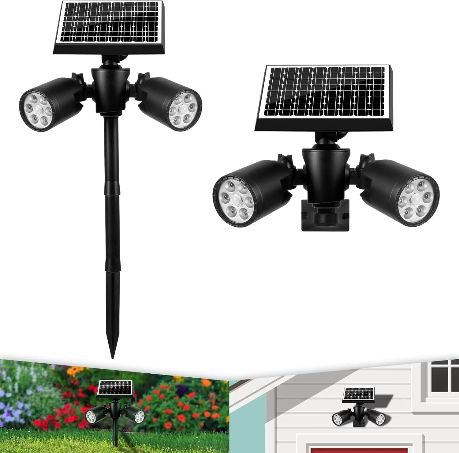 

Solar Motion Sensor Light Outdoor, 5000mAh Dusk to Dawn, Wall Mount or Pole Stake, Patio Yard Garden Security Flood Light