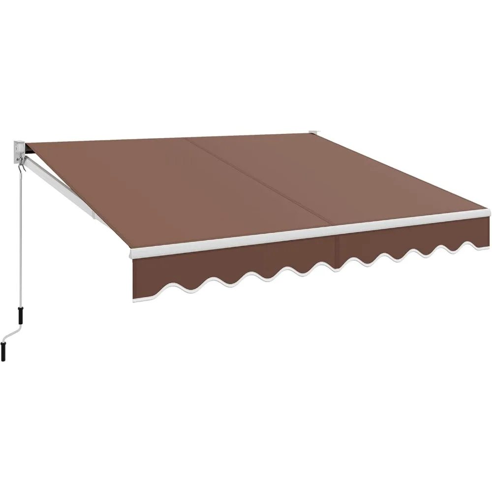 

Aluminum Manual Retractable Awning, 10 x 8.2 Ft Patio Sun Shade with Crank Handle and Water-Resistant Polyester Cover