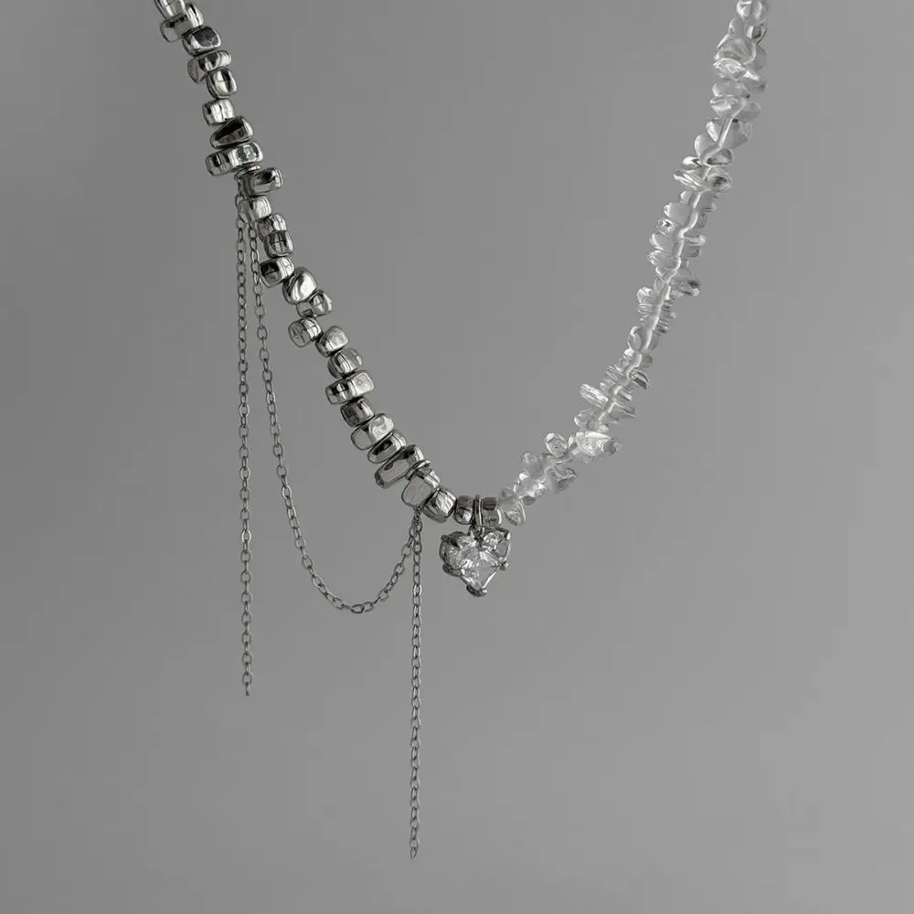 

Vintage Heart-shaped Choker Zircon Irregular Crystal Stacking Multilayer Heart Stacking Clavicle Jewelry Accessories
