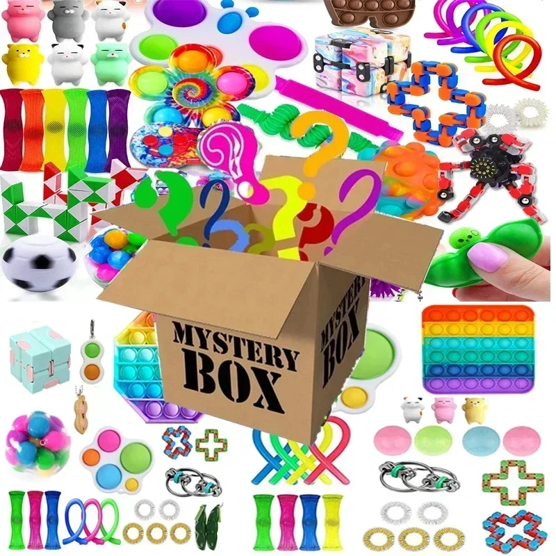 Random Fidget Toys Pack Mystery Gifts Box Surprise Bubble Fidget Anti Stress Toy for Kids for Children Adults