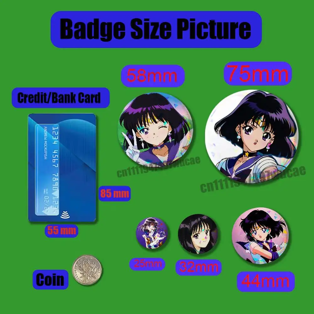 Insignia Personalizada Redonda de 32mm para Gorras, con Diseño de Sailor Saturn, Grabada con Láser
