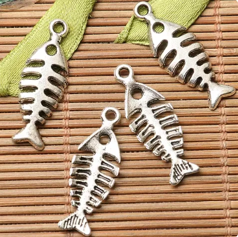 40pcs 26*9mm Alloy pendants fish bone design charms HWEF2696