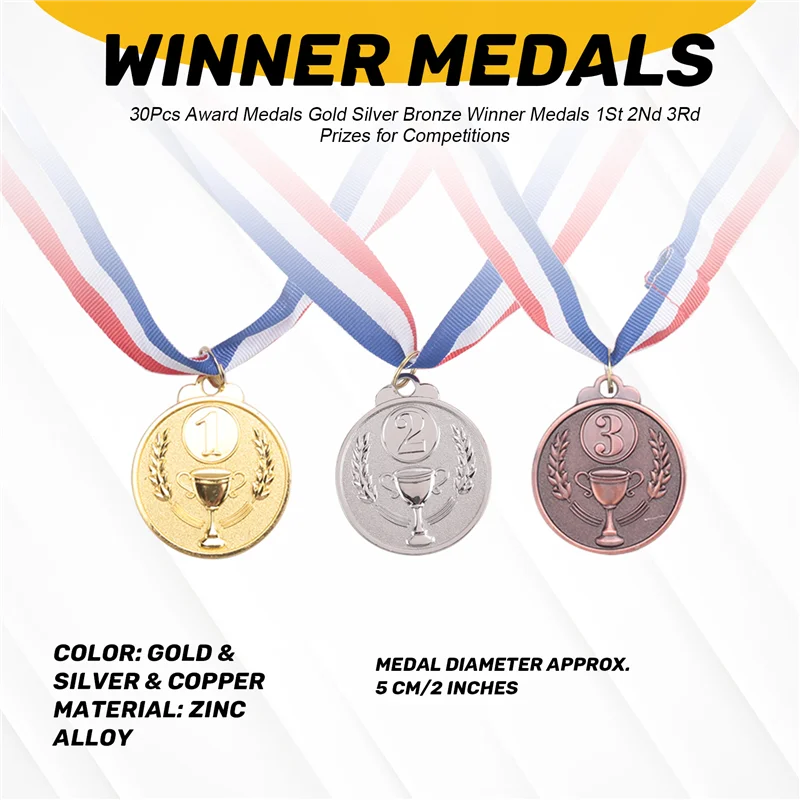 WOWFU-30 Buah Medali Penghargaan Emas Perak Perunggu Pemenang Medali Penghargaan Hadiah ke-1 ke-2 ke-3 untuk Kompetisi