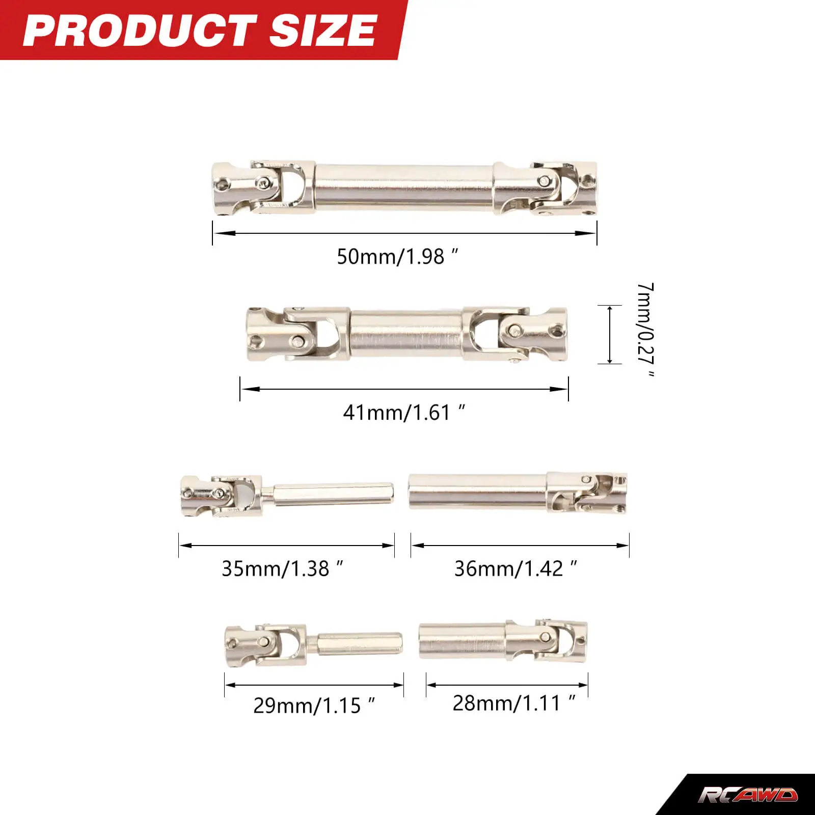 RCAWD-المعادن المتوسطة انتقال رمح ، الزواحف أجزاء ، أجزاء ل 1/18 HOBBYPLUS 4WD الزواحف ، 41-53 مللي متر ، 1 قطعة ، 50-69 مللي متر ، 1 قطعة