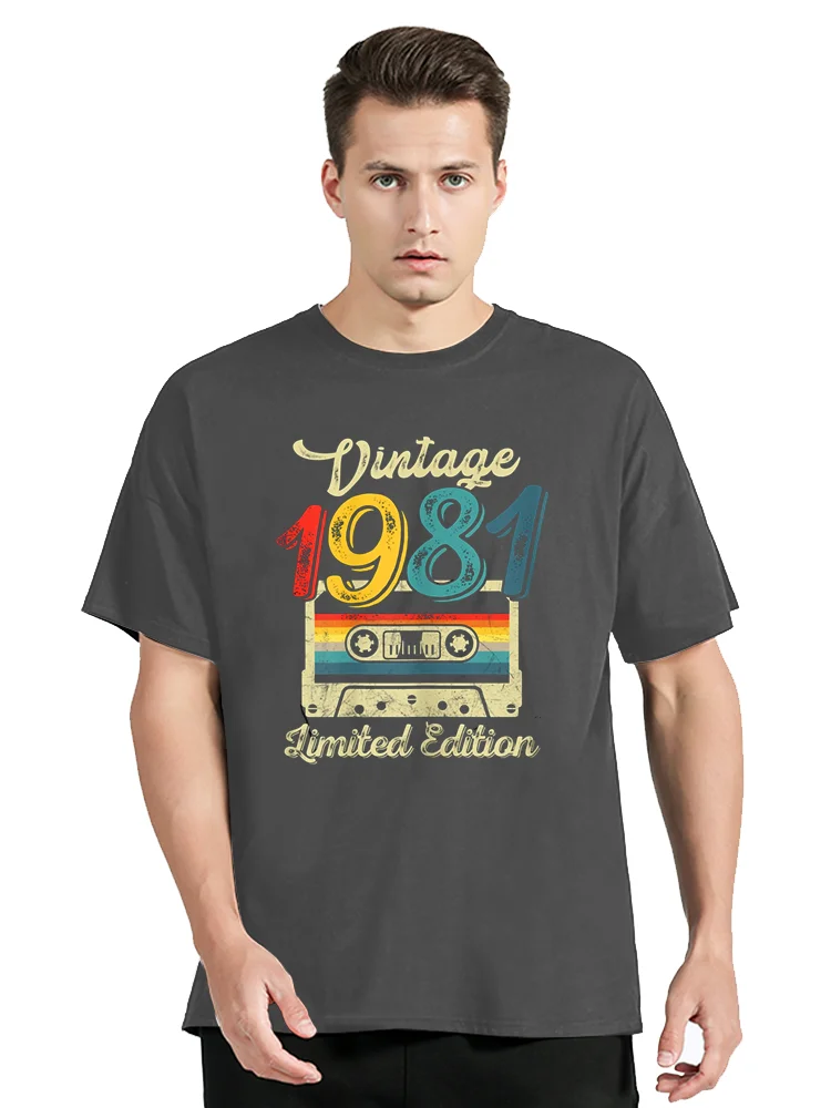 Vintage 1981 Limited Edition Cassette Tape T Shirt Summer Graphic Cotton Streetwear Short Sleeve Birthday Gifts T-shirt Men