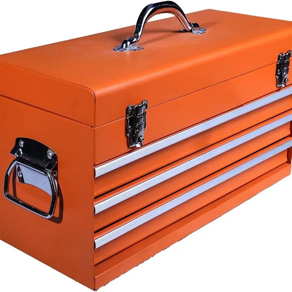 

20 Portable Metal Toolbox with Drawers - Secure Keyed Lock - Durable Powder Coated - Heavy-Duty Latches & Full-Extension Drawers