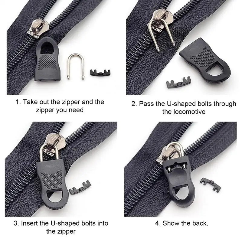Zipper Pull Tab Replacement Zipper Pull Puller Broken Buckle Zip Cord Tab Clothing Zip Fixer Fit Rope Tag Zipper Parts