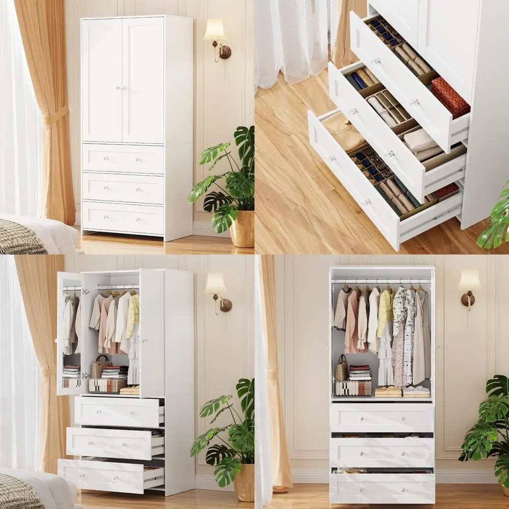 

Деревянный шкаф 71, шкаф для подвешивания, ящиками и зеркалом — большой шкаф для хранения одежды