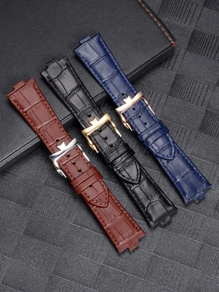 Genuine Leather Watchband For Vacheron Constantin OVERSEAS Series 4500V 5500V P47040 Stainless Steel Buckle Men Watch Strap 25*8