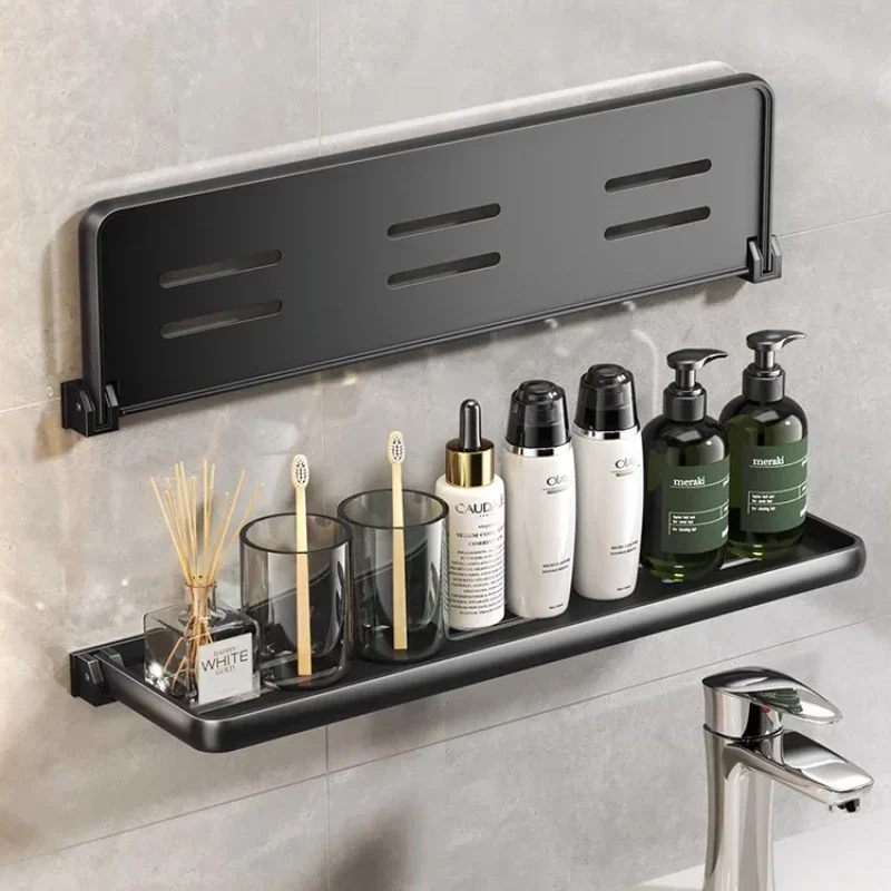 Foldable Aluminum Vanity Shelf, 90 Degree, Waterproof, Hanging, Toiletries Organizer, Household Products, No Punch