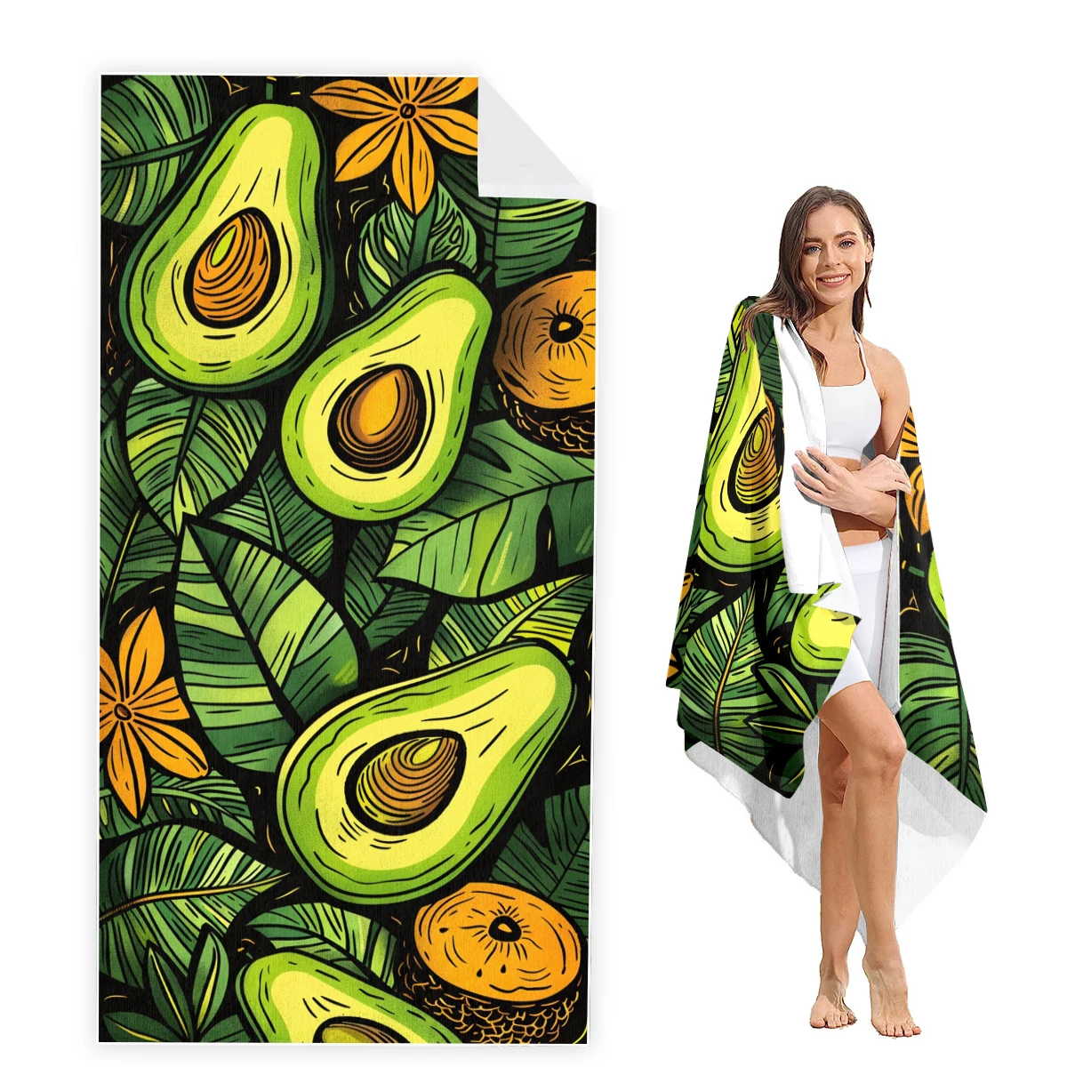 

Avocado Beach Towel Oversized,Super Absorbent Sand Free Thick Microfiber Beach Towel,Beach Towels for Kids,Men,Women