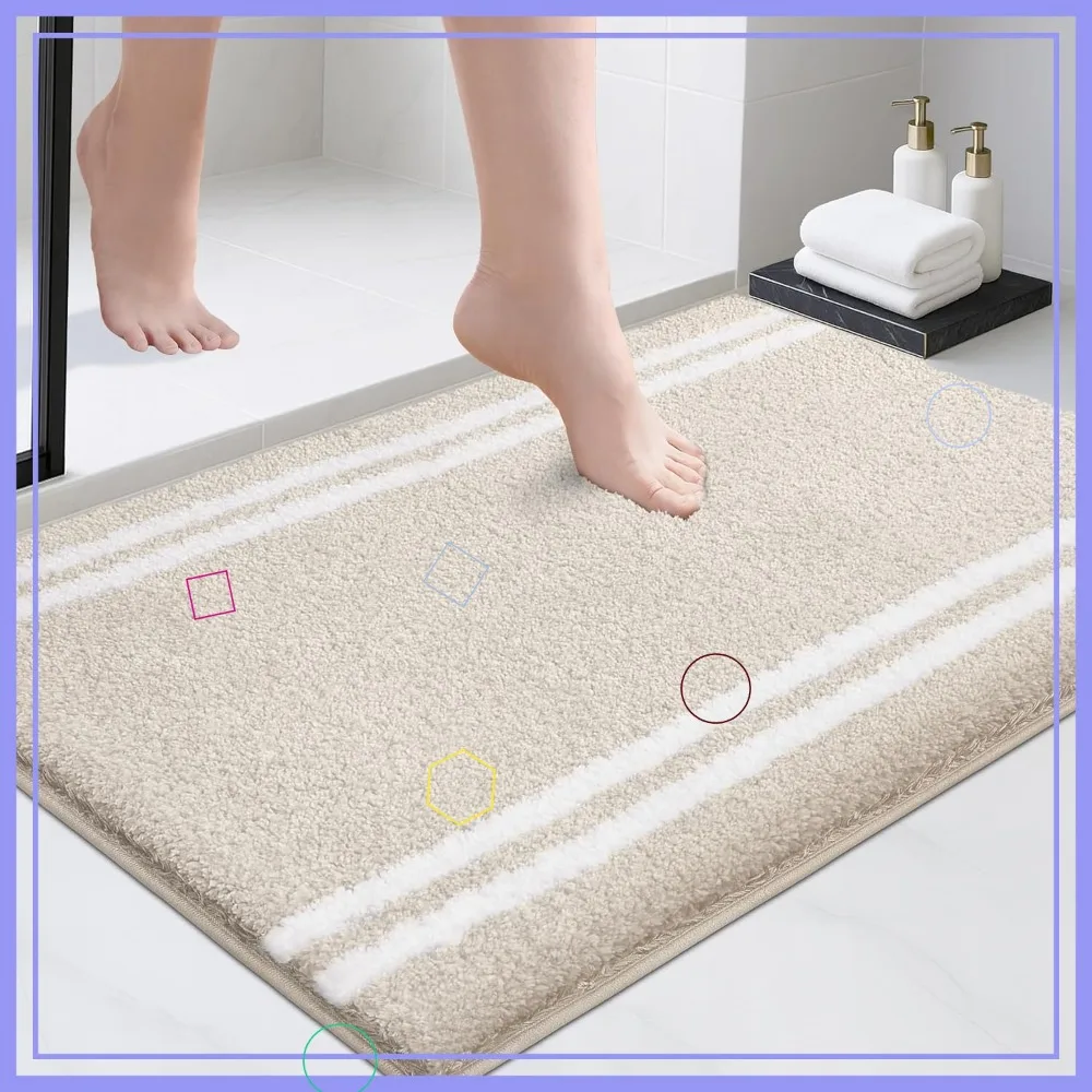 

Non-Slip Bath Mat 24x36 Super Absorbent Quick Dry Machine Washable Plush Microfiber Rug for Family