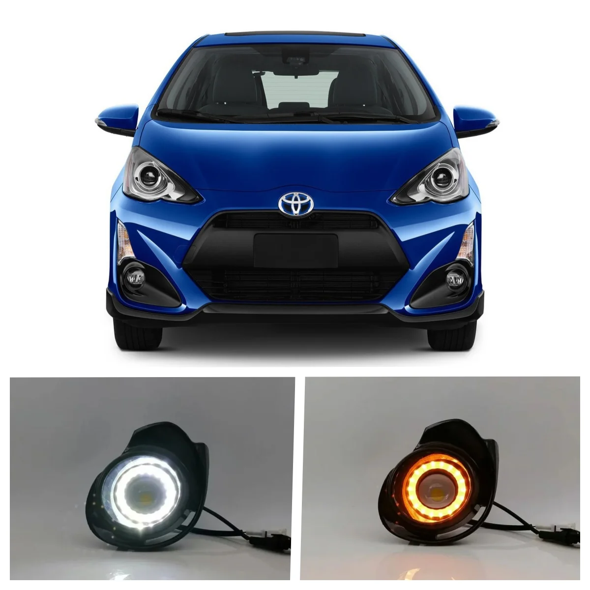 

LED Fog Light Assembly For Toyota Prius C Aqua 2015 2016 2017 Dual Color Angel Eye Daytime Running Lights Fog Lamp Accessories
