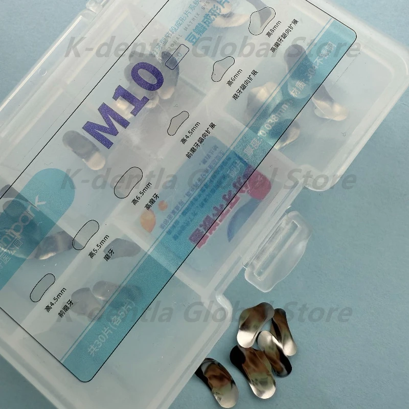 

4 × 30 шт./кор. секционная система стоматологической матрицы, металлическая матричная система из нержавеющей стали, твердая эластичность, толщина 0,038 мм