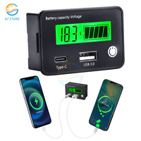 Battery Monitor Digital Battery Capacity Tester Percentage Level Voltage Meter Gauge 12V 24V LCD Display for Car Auto for Car